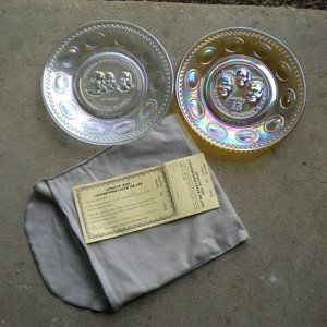 Set of 2 Wheaton Carnival Glass Apollo Plate Set